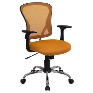 Emma+Oliver Emma and Oliver Mid-Back Green Mesh Swivel Task Office Chair with Chrome Base and Arms, Drk Orange