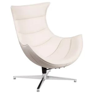 Emma+Oliver Emma and Oliver Bomber Jacket LeatherSoft Swivel Cocoon Chair, White