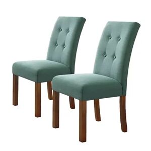 HomePop Button Tufted Parsons Dining Chair 2-piece Set, Turquoise/Blue