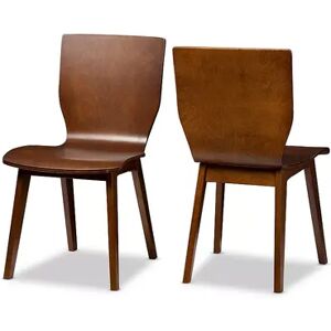 Baxton Studio Elsa Mid-Century Dining Chair 2-piece Set, Med Brown