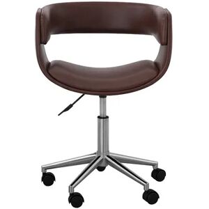 Teamson Home Faux Leather Swivel Office Chair, Brown