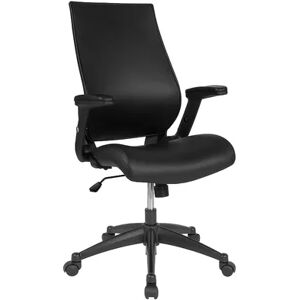 Emma+Oliver Emma and Oliver High Back Black LeatherSoft Executive Molded Foam Seat Swivel Office Chair, Grey