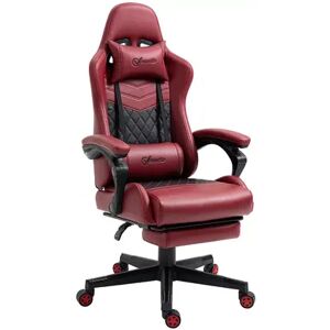 Vinsetto Racing Gaming Chair Diamond PU Leather Office Gamer Chair High Back Swivel Recliner with Footrest Lumbar Support Adjustable Height Red