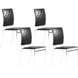 Zuo Modern Criss Cross 4-piece Dining Chair Set, Black