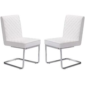 Zuo Modern Quilted Armless Dining Chair 2-piece Set, White