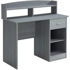 Techni Mobili Modern Office Desk with Hutch, Grey