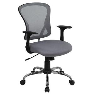 Emma+Oliver Emma and Oliver Mid-Back Green Mesh Swivel Task Office Chair with Chrome Base and Arms, Grey