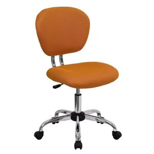 Emma+Oliver Emma and Oliver Mid-Back Orange Mesh Swivel Task Office Chair with Chrome Base, Drk Orange