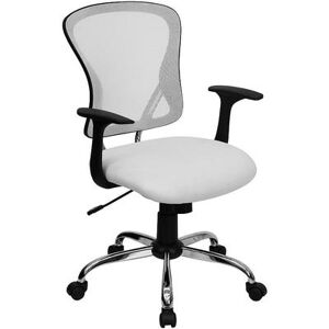 Emma+Oliver Emma and Oliver Mid-Back Green Mesh Swivel Task Office Chair with Chrome Base and Arms, White