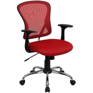 Emma+Oliver Emma and Oliver Mid-Back Green Mesh Swivel Task Office Chair with Chrome Base and Arms, Brt Red