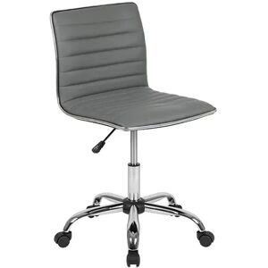 Emma+Oliver Emma and Oliver Low Back Designer Armless Tan Ribbed Swivel Task Office Chair, LightGrayV