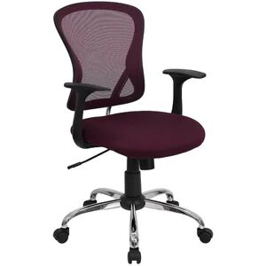 Emma+Oliver Emma and Oliver Mid-Back Green Mesh Swivel Task Office Chair with Chrome Base and Arms, Red