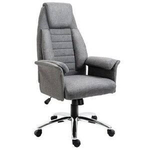 HOMCOM High Back Fabric Executive Chair with Padded Armrests Ergonomic Home Office Chair with Headrest Adjustable Height Light Grey