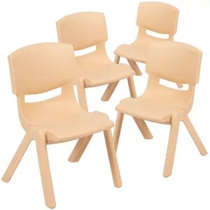 Flash Furniture Whitney Stackable School Chair 4-piece Set, Natural