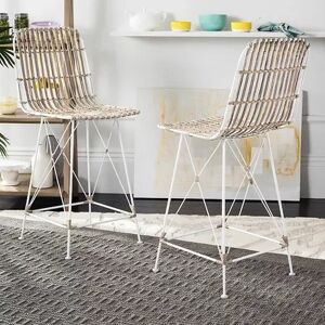 Safavieh Wicker Counter Stool 2-piece Set, White