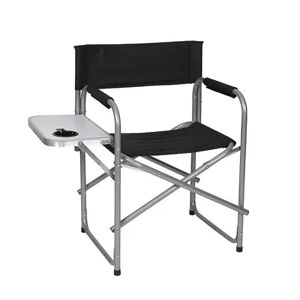 Stansport Folding Director's Chair with Side Table, Black