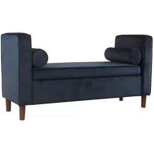 HomePop Rimo Velvet Storage Bench, Blue