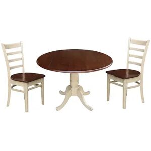 International Concepts Round Pedestal Dual Drop Leaf Dining Table & Chair 3-piece Set, Multicolor