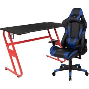 Flash Furniture Red Base Gaming Desk & Reclining Gaming Desk Chair 2-piece Set, Blue