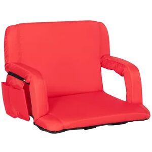 Emma+Oliver Emma and Oliver Extra Wide Portable Stadium Chair with Red Reclining Padded Back & Seat, Lightweight Metal Frame with Armrests & Backpack Straps, Brt