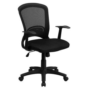 Emma+Oliver Emma and Oliver Mid-Back Designer Black Mesh Swivel Task Office Chair with Arms, Grey