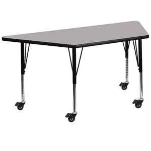 Emma+Oliver Emma and Oliver Mobile Trapezoid Oak HP Laminate Preschool Activity Table, Grey