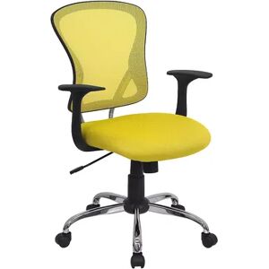 Emma+Oliver Emma and Oliver Mid-Back Green Mesh Swivel Task Office Chair with Chrome Base and Arms, Yellow