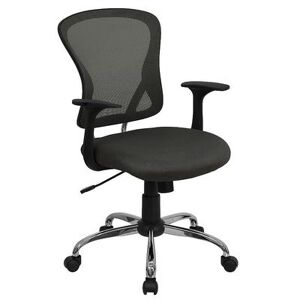 Emma+Oliver Emma and Oliver Mid-Back Green Mesh Swivel Task Office Chair with Chrome Base and Arms, Med Grey