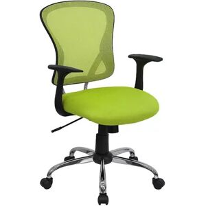 Emma+Oliver Emma and Oliver Mid-Back Green Mesh Swivel Task Office Chair with Chrome Base and Arms