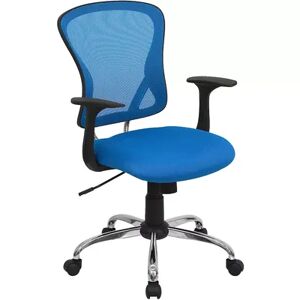 Emma+Oliver Emma and Oliver Mid-Back Green Mesh Swivel Task Office Chair with Chrome Base and Arms, Brt Blue
