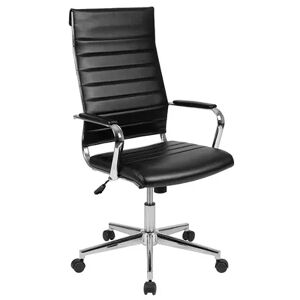 Emma+Oliver Emma and Oliver High Back White LeatherSoft Ribbed Executive Swivel Office Chair - Desk Chair, Grey