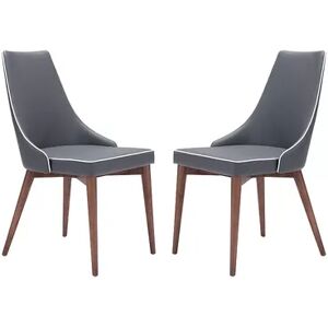 Zuo Modern Faux-Leather Wingback Dining Chair 2-piece Set, Grey