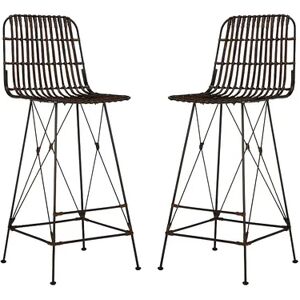 Safavieh Wicker Bar Stool 2-piece Set, Brown