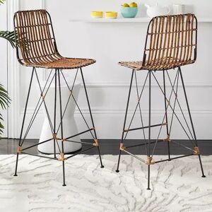 Safavieh Wicker Bar Stool 2-piece Set, Brown