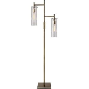 Adesso Dalton 2-Light Tubular Edison Bulb Floor Lamp, Brown