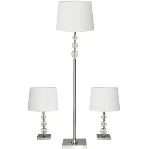 Adesso Faux Crystal Lamp 3-piece Set, Grey