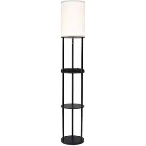 Adesso 3-Shelf Charging Station Floor Lamp, Black