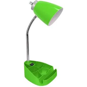 All The Rages Limelights Gooseneck Organizer Desk Lamp with iPad Tablet Stand Book Holder and Charging Outlet, Green