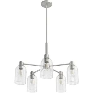 Hunter Fan Company Lochemeade 5 Bulb Hanging Chandelier in Brushed Nickel, Grey