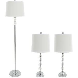 Portsmouth Home Faceted Glass Table Lamp & Floor Lamp 3-piece Set, Multicolor