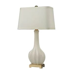 Dimond Fluted Ceramic Table Lamp, White