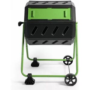 FCMP Outdoor HF-IM4000-WK 37 Gallon Dual Chamber Tumbling Composter Bin, Green