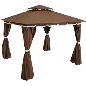 SUNNYDAZE DECOR Sunnydaze 10 ft x 10 ft Soft Top Polyester Gazebo with Privacy Wall - Brown, Red/Coppr