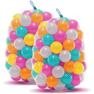 Upper Bounce Machrus 200-Pack Crush Proof Plastic Trampoline Pit Balls, Clear Pink Turquoise Orange