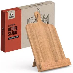 Chef Pomodoro Classic Cookbook Recipe Stand, 100% Natural Wood , Fits iPad Tablets and Cookbooks, Wooden Kickstand, Beige