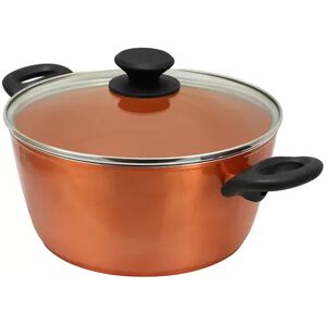 Eco Friendly Home Hummington 4.5 Quart Dutch Oven with Lid in Metallic Copper, Drk Orange