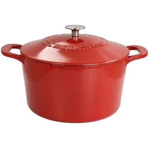 Martha Stewart Enameled Cast Iron 7 Quart Dutch Oven with Lid in Red, Brt Red