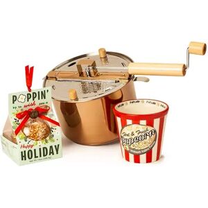 Wabash Valley Farms Happy Holidays Copper-Plated Whirley-Pop Popcorn Popper Set, Multicolor