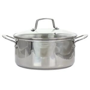 Martha Stewart 5 Quart Stainless Steel Dutch Oven with Vented Glass Lid, Grey