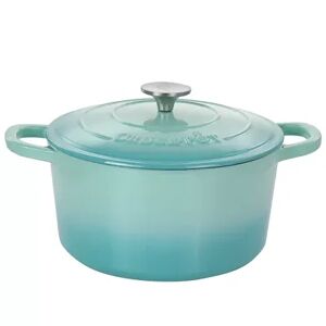 Crockpot Crock-Pot Artisan 2 Piece 5 Quarts Enameled Cast Iron Dutch Oven in Aqua Blue, Brt Blue